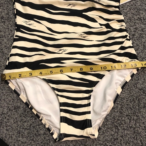 Michael Kors Zebra Print One Shoulder Swimsuit Size 8 NWT - Picture 8 of 11